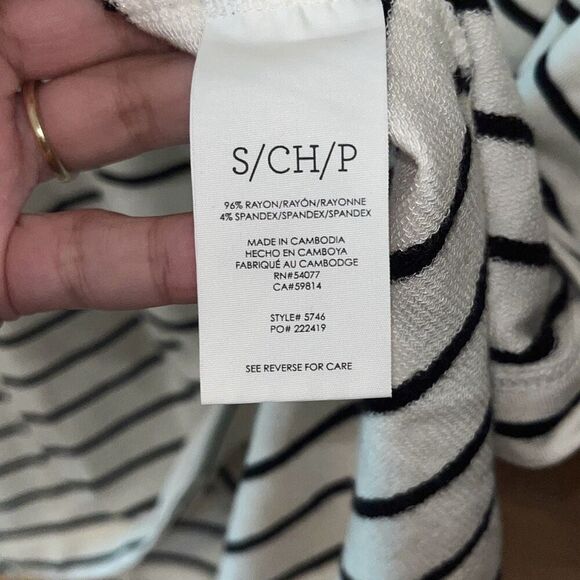 Cabi Relax Game Day Tie Neck Striped Sweatshirt Top Small #5746 - Picture 6 of 6